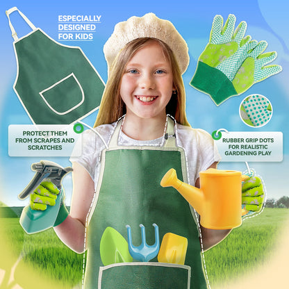 Metal and Wood Play Gardening Tools Set for Kids