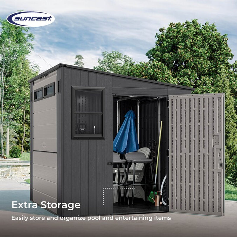 8-Ft X 7-Ft Entertainment Cabana Gray Lean-To Resin Storage Shed (Floor Included)
