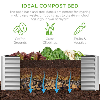6X3X2Ft Outdoor Metal Raised Garden Bed, Planter Box for Vegetables, Flowers, Herbs - Silver