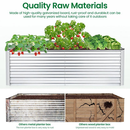 8X4X2Ft Galvanized Raised Garden Beds Large Metal Garden Beds Galvanized Steel Planter Boxes Outdoor for Vegetables Flowers Herbs