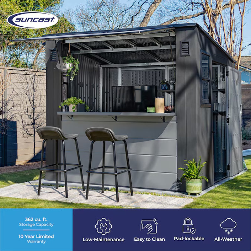 8-Ft X 7-Ft Entertainment Cabana Gray Lean-To Resin Storage Shed (Floor Included)