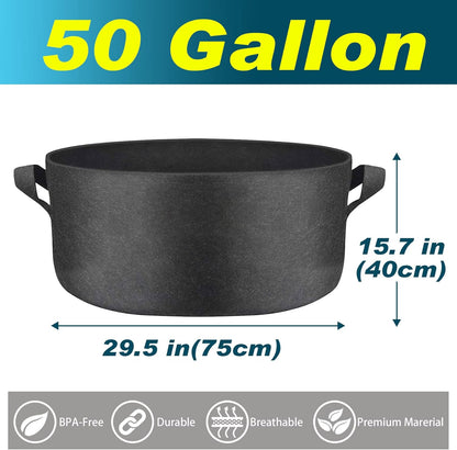4-Pack 50-Gallon Plant Growing Pot Bags with Handles, Indoor/Outdoor Garden Fabric Grow Bags, Heavy Duty 300G Thickened Aeration Nonwoven Cloth