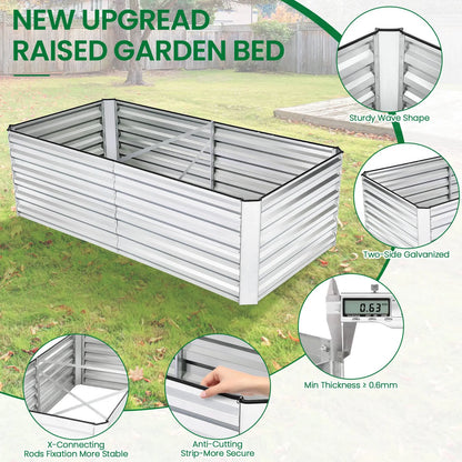 8X4X2Ft Galvanized Raised Garden Beds Large Metal Garden Beds Galvanized Steel Planter Boxes Outdoor for Vegetables Flowers Herbs