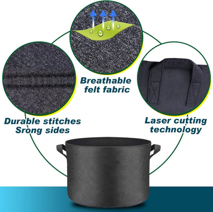 6-Pack 30-Gallon Plant Growing Pot Bags with Handles, Outdoor/Indoor Garden Fabric Grow Bags, Heavy Duty 300G Thickened Aeration Nonwoven Cloth