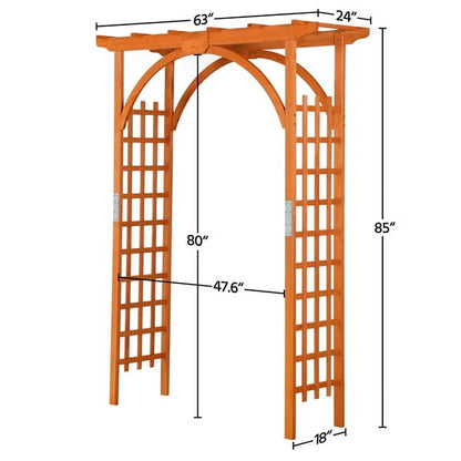 7 Foot Wood Arbor Arch Trellis for Garden, Natural Wood Color