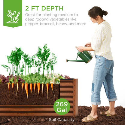 6X3X2Ft Outdoor Metal Raised Garden Bed, Planter Box for Vegetables, Flowers, Herbs - Wood Grain