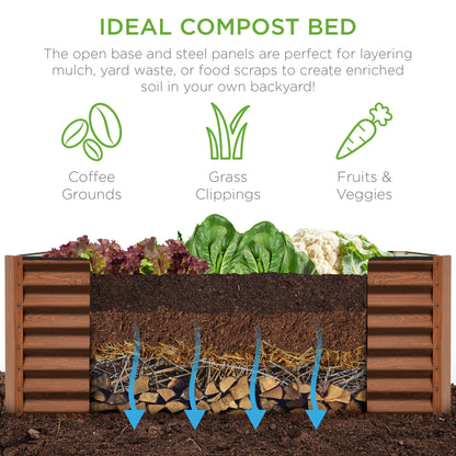 6X3X2Ft Outdoor Metal Raised Garden Bed, Planter Box for Vegetables, Flowers, Herbs - Wood Grain