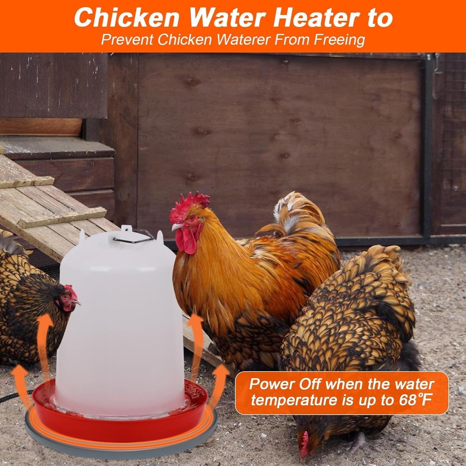Chicken Water Heater, 13'' Heated Base for Metal Plastic Poultry Founts Waterer