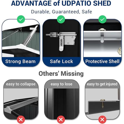 Outdoor Storage Shed 10X10 FT, outside Sheds & Outdoor Storage Metal Galvanized Steel Yard, Patio, Lawn, Tool Shed