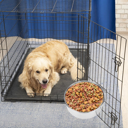 Pet Food Water Bowl with Clamp Holder Stainless Steel Coop Cup Hanging Feeder for Dog Bird Parrot Cat Rabbit (S)