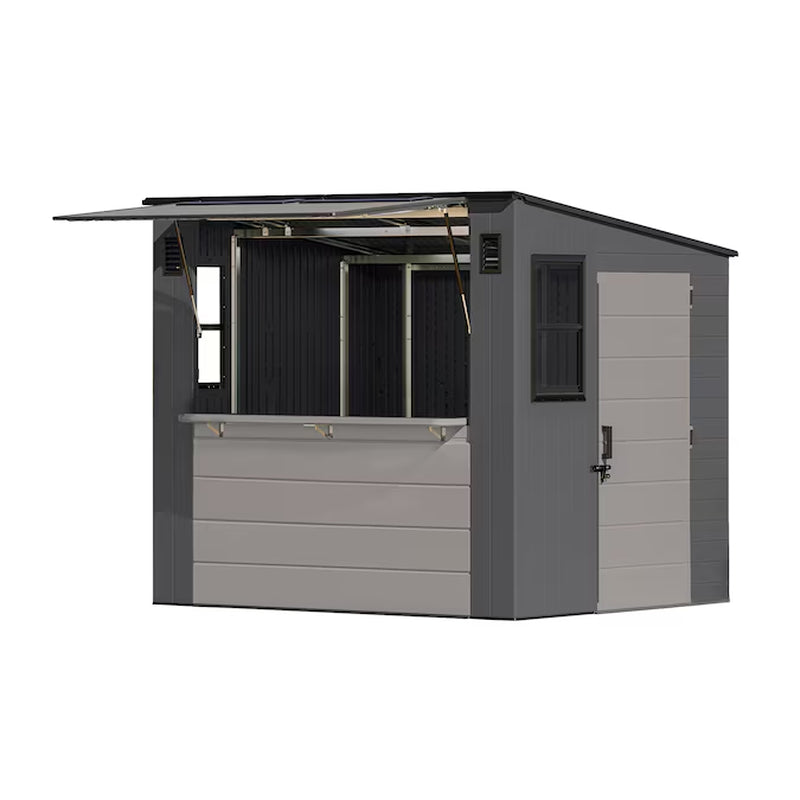 8-Ft X 7-Ft Entertainment Cabana Gray Lean-To Resin Storage Shed (Floor Included)