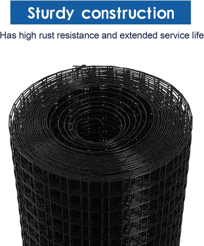 48'' X 50' 1/4Inch Hardware Cloth 19 Gauge Black Vinyl Coated Welded Fence Mesh for Home and Garden Fence and Home Improvement Project (48'' X 50')
