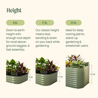 Elevate Your Gardening Experience with the 32-Inch Extra-Tall 9-In-1 Modular Pearl White Metal Raised Garden Bed Kit