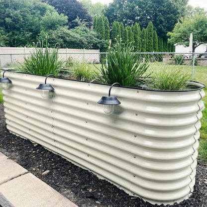 Elevate Your Gardening Experience with the 32-Inch Extra-Tall 9-In-1 Modular Pearl White Metal Raised Garden Bed Kit